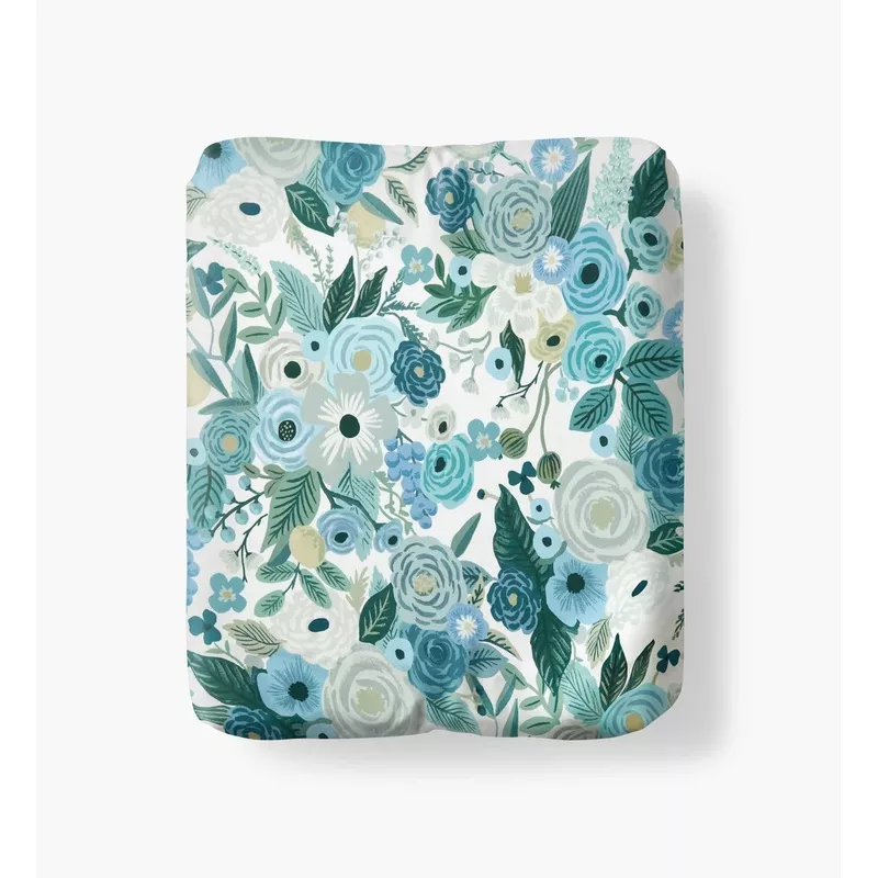 Percale Fitted Sheet – Garden Party Blue