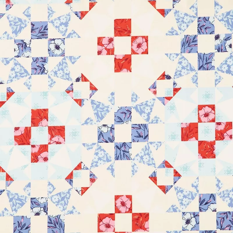 Petals and Stitches – Garden Blocks Denim Yardage