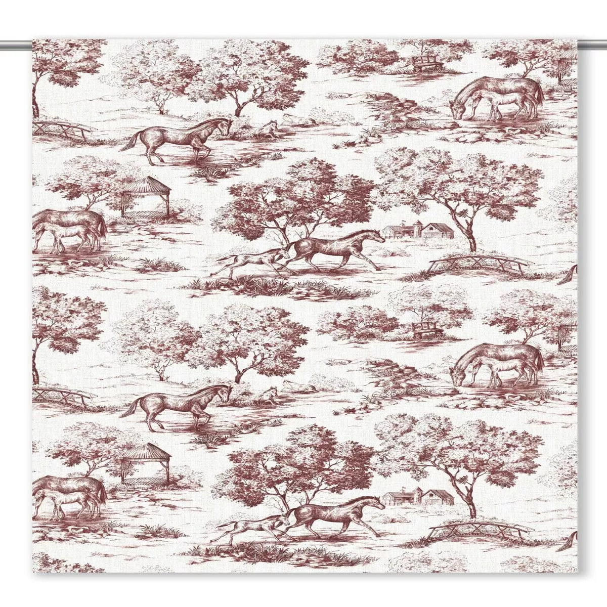 ‘Piccadilly Berry’ Fabric by the Yard (Maroon Red/ White)
