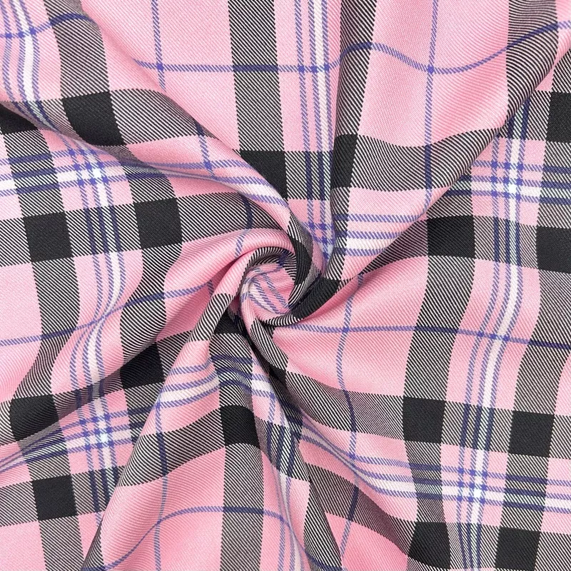 Pink Checkered Suiting Fabric