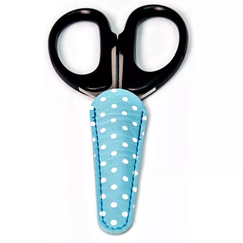 Polka Dot Embroidery Scissors Case Pink Aqua