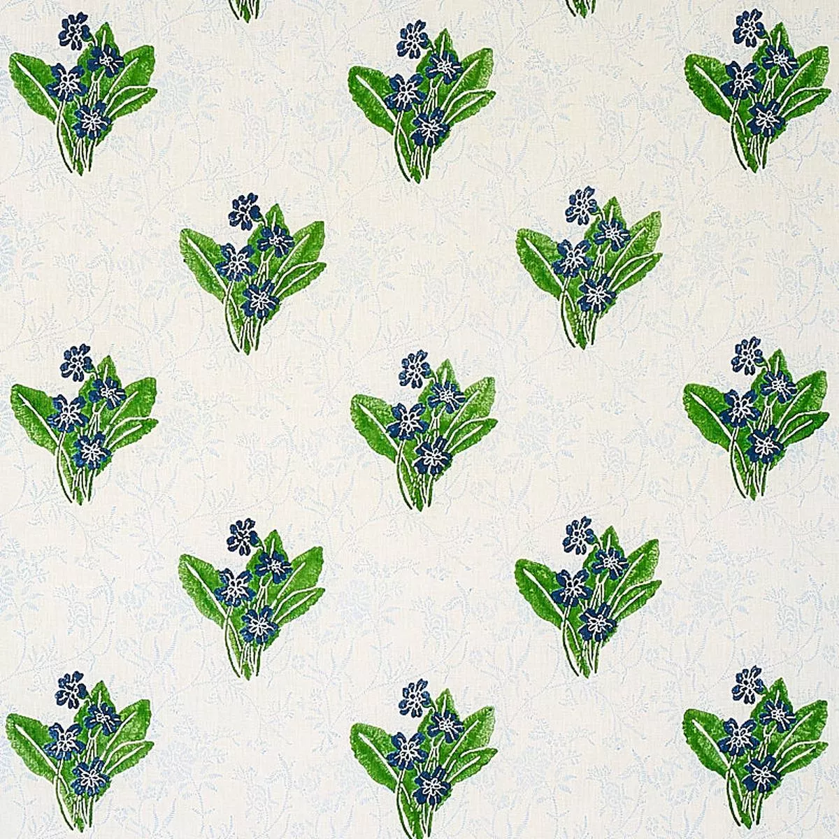 Primrose Hand Block Grass and Sky Fabric