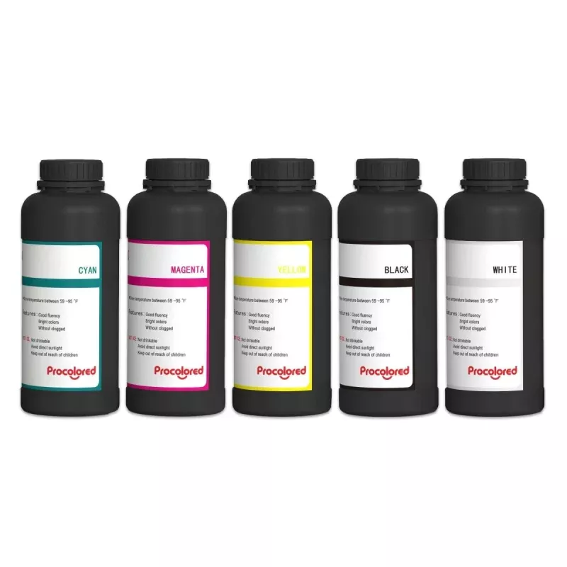 Procolored CMYK+W UV Printer Ink Set – 500ml