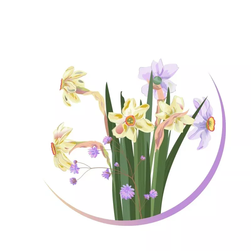 Purple and Yellow Daffodils Fabric Panel – Variation 4
