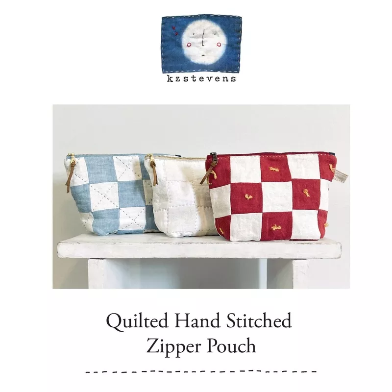 Quilted Hand Stitched Zipper Pouch Sewing Pattern