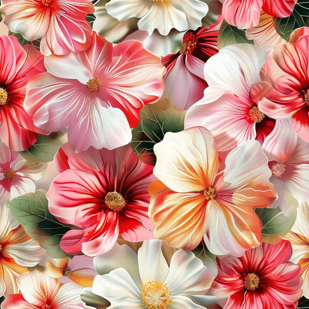 Realistic Flower Patch Pattern 2 Quilting Cotton Fabric