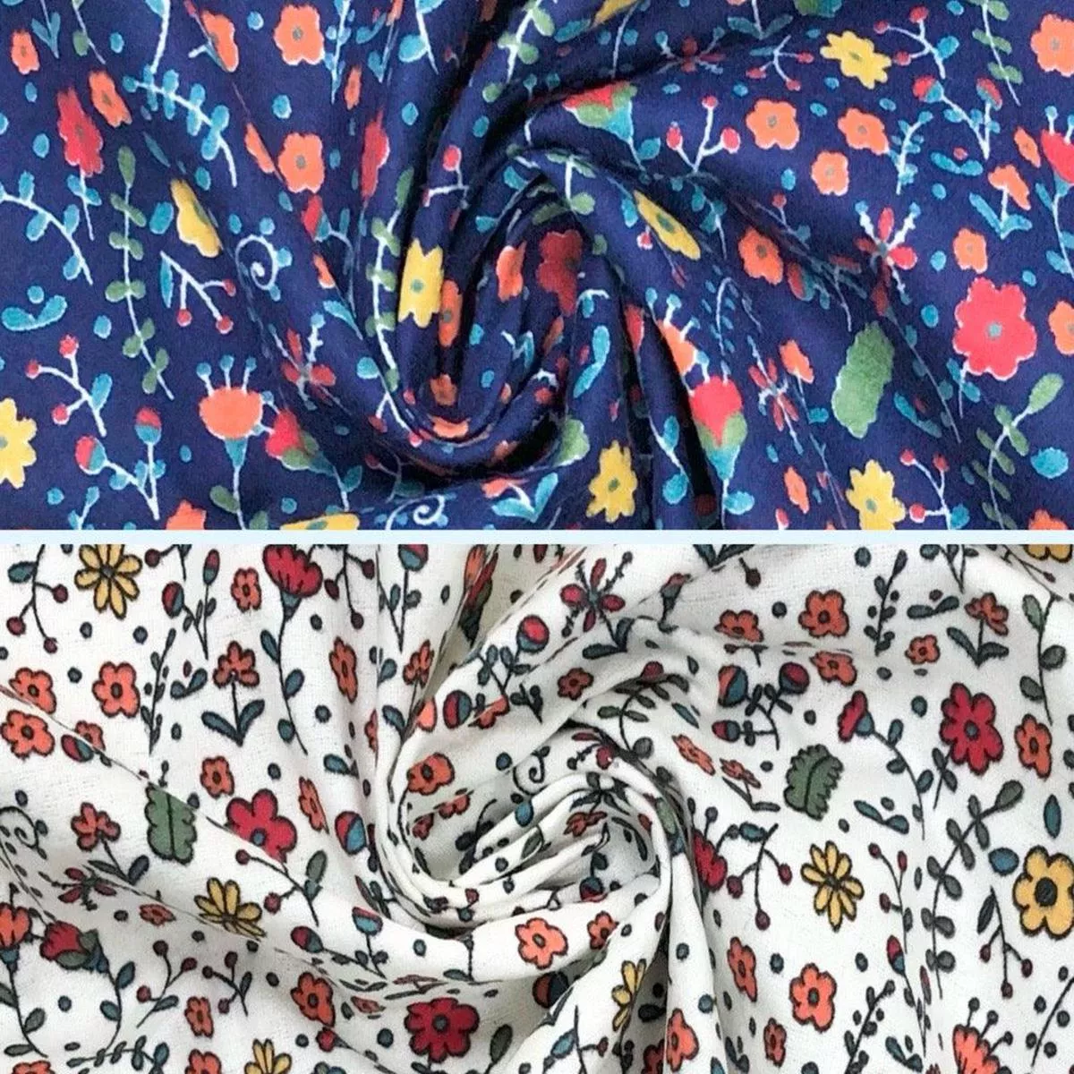 Red Floral Garden Brushed Cotton Fabric