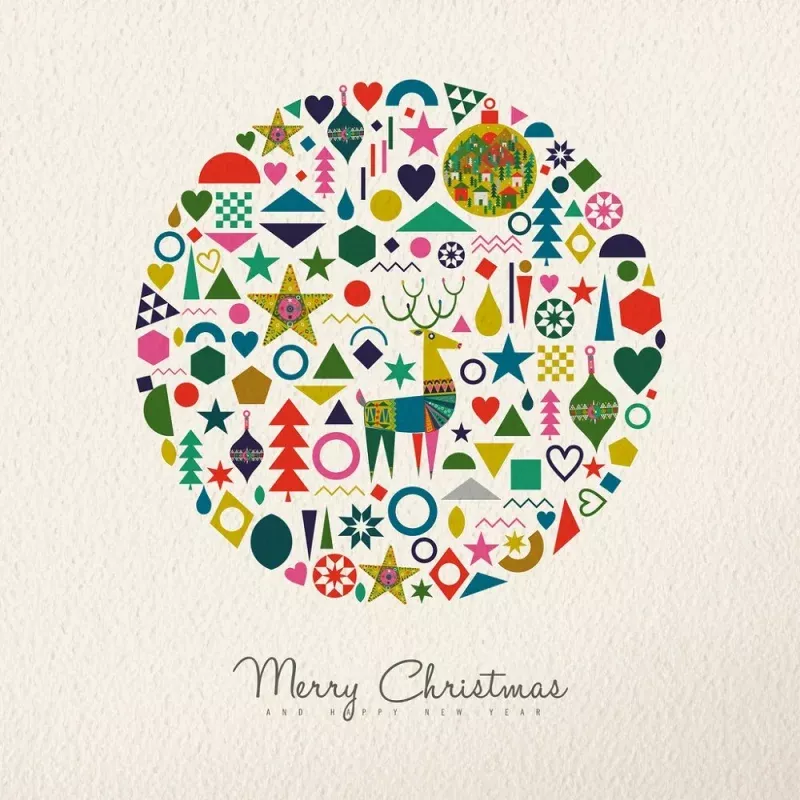 Retro Christmas Ornament Fabric Panel – Multi