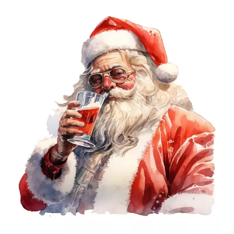 Santa Drinking Cider #5 Fabric Panel