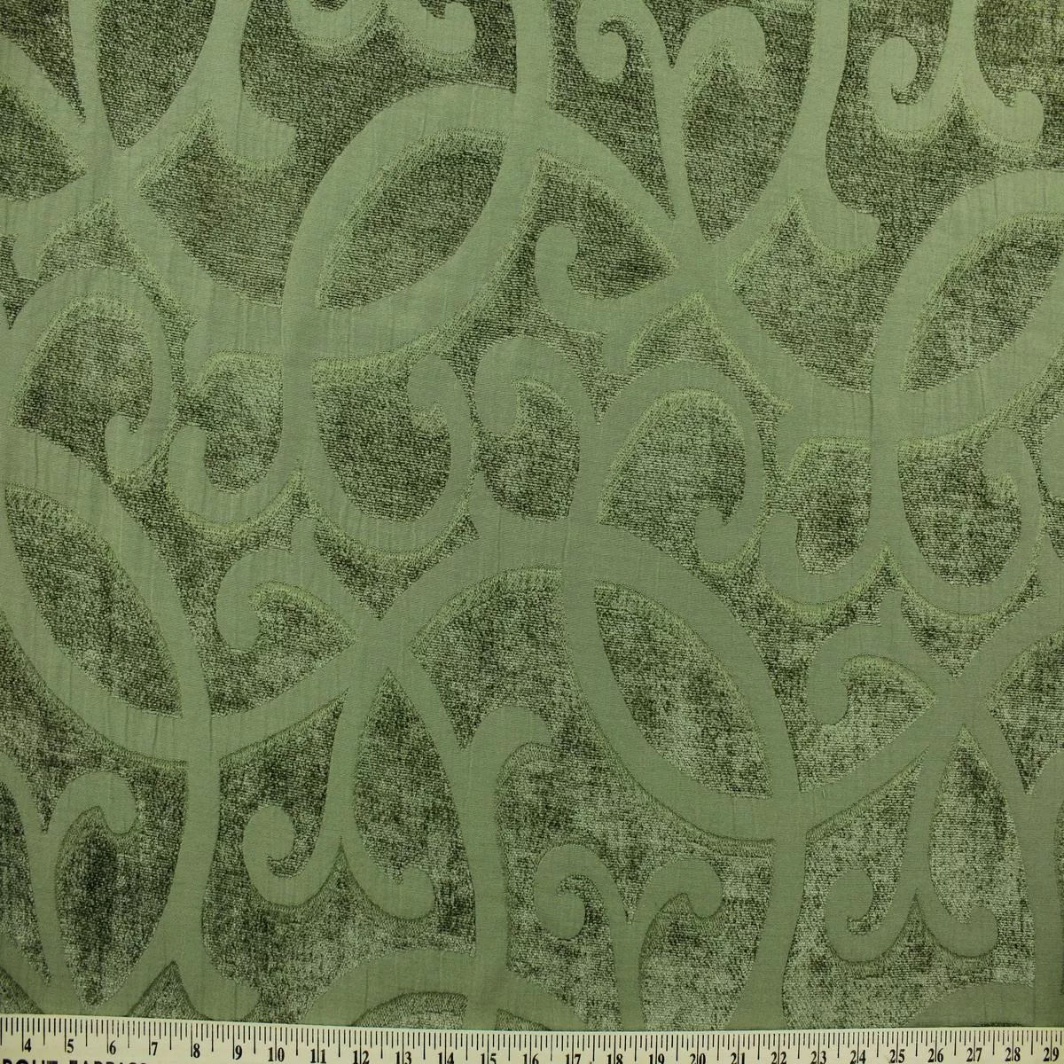 Serendipity Scroll Chenille Fabric in Moss