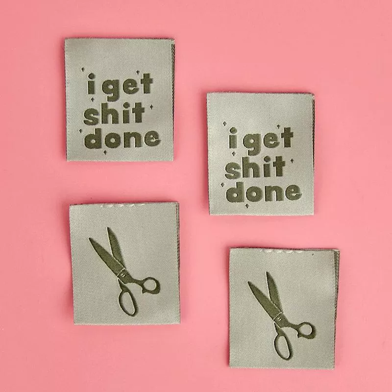 Sew in Labels - I Get Shit Done - 4 pcs - Kati Cupcake