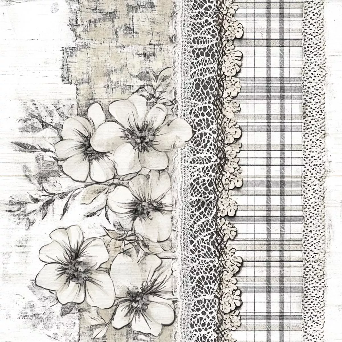 Shabby Chic Floral Gingham Pattern 10 Quilting Cotton Fabric