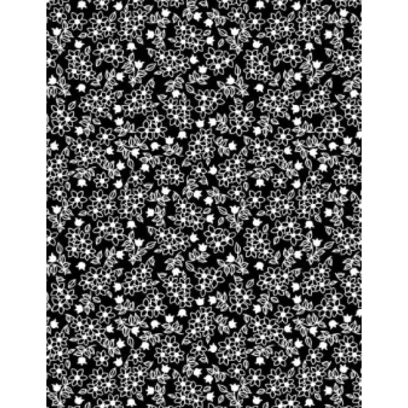 Shadow Blooms – Small Floral Black – Yardage