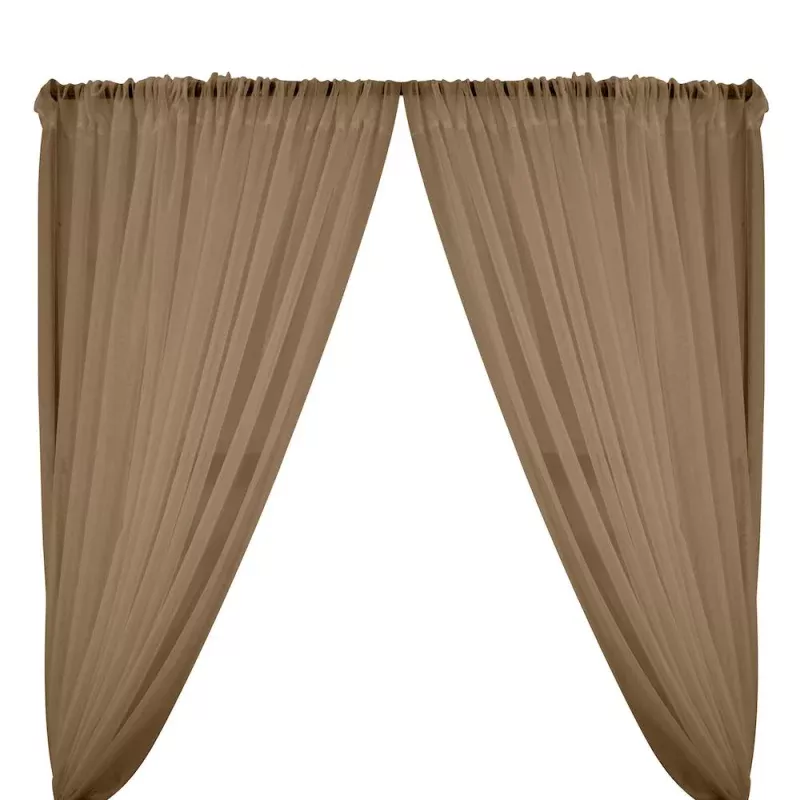 Sheer Voile Rod Pocket Curtains – Camel