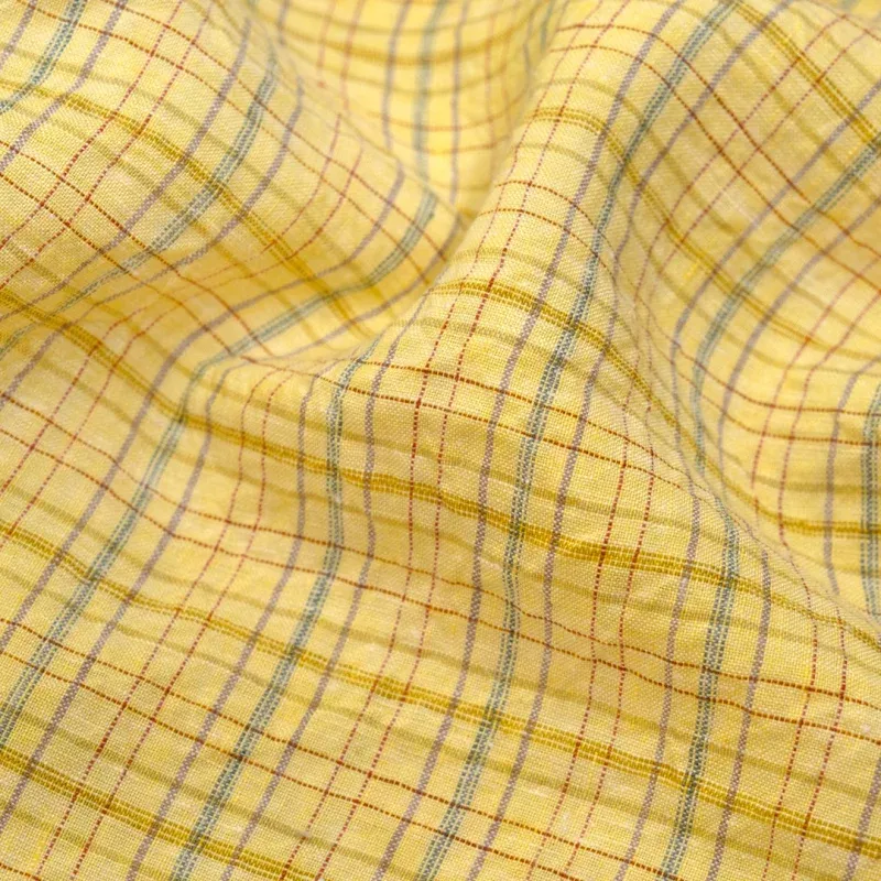 Sherbert Plaid Stonewashed Linen – Lemon Drop