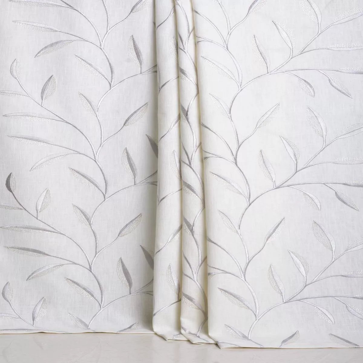 ‘Smoky Petal’ Fabric by the Yard (White/ Cream)