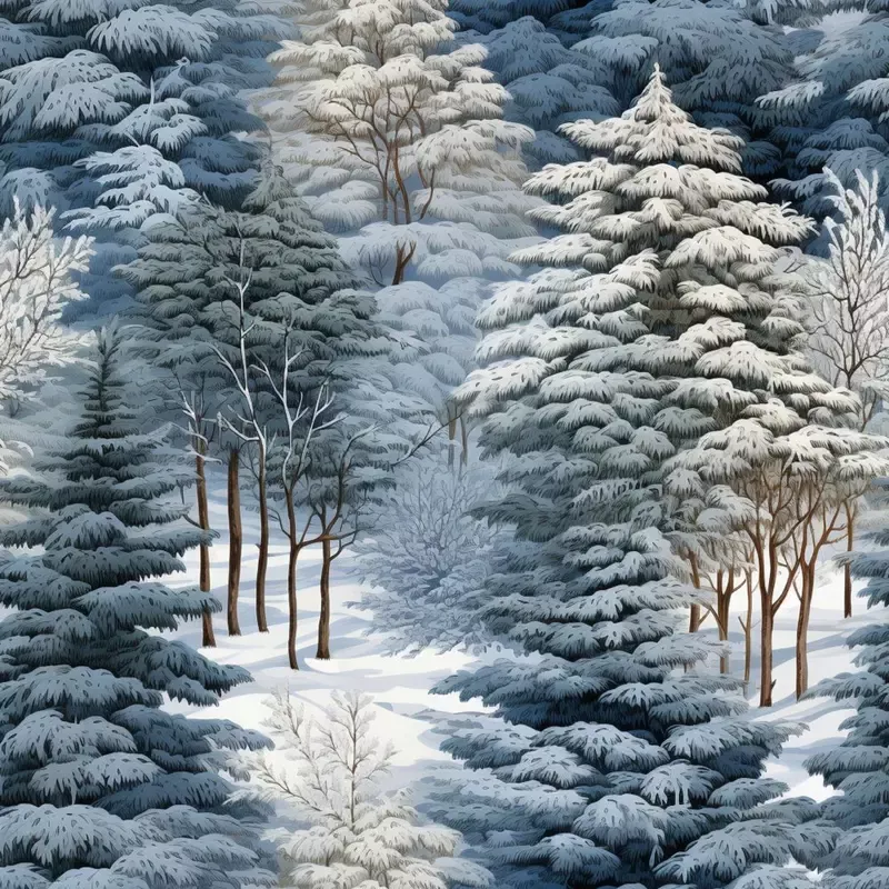 Snowy Winter Forest Pattern #13 Fabric