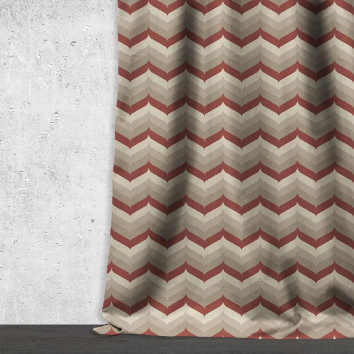 ‘Solaris’ Fabric by the Yard (Red/ Beige/ Pale Grey)
