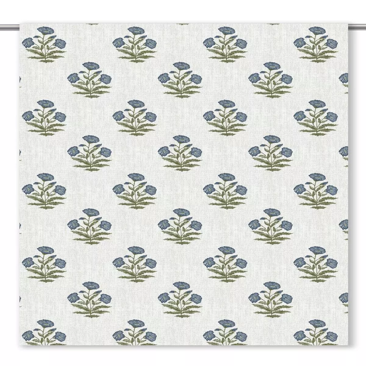 ‘Stained Glass’ Fabric by the Yard (White/ Navy Blue)