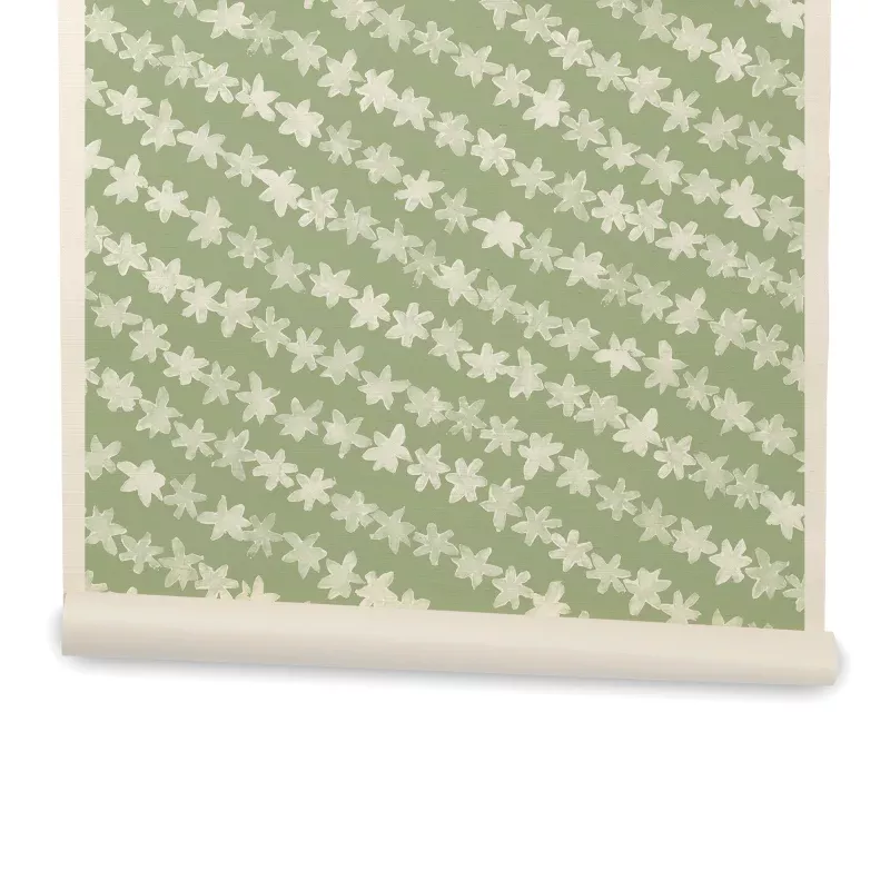 Stamped Garland Wallpaper in Green