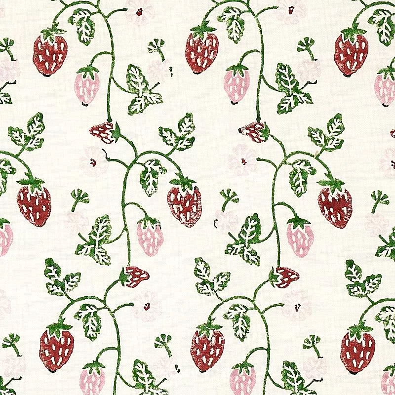 Strawberry Hand Block Print | Grass