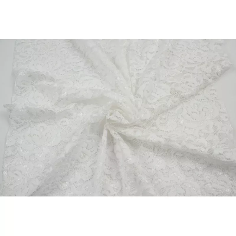 Stretch Lace with Floral Pattern – White
