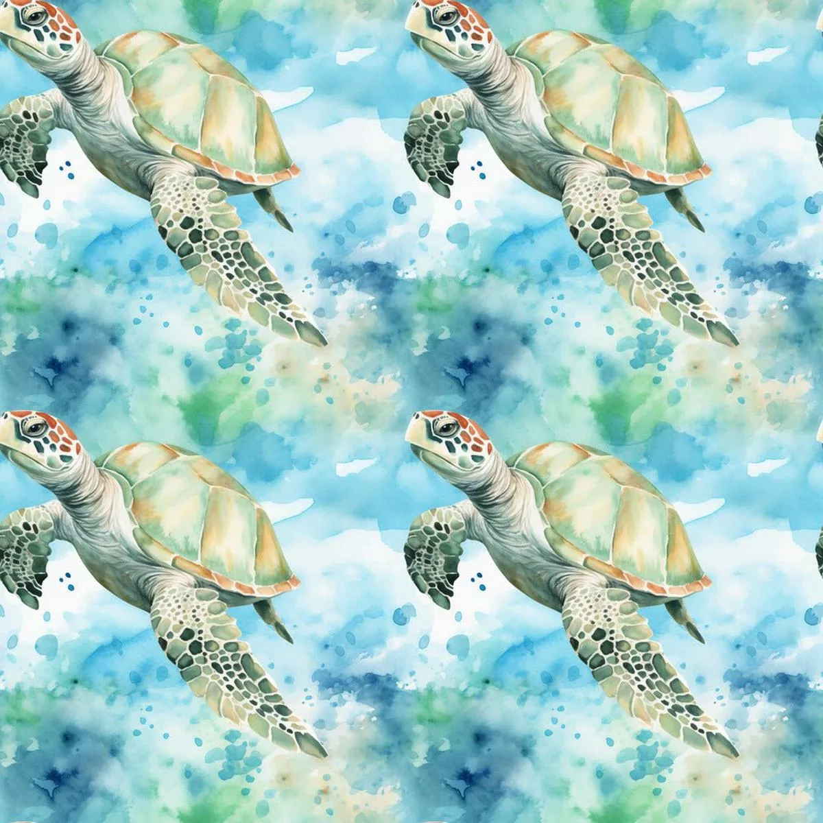 Swimming Sea Turtles Pattern 6 Fabric