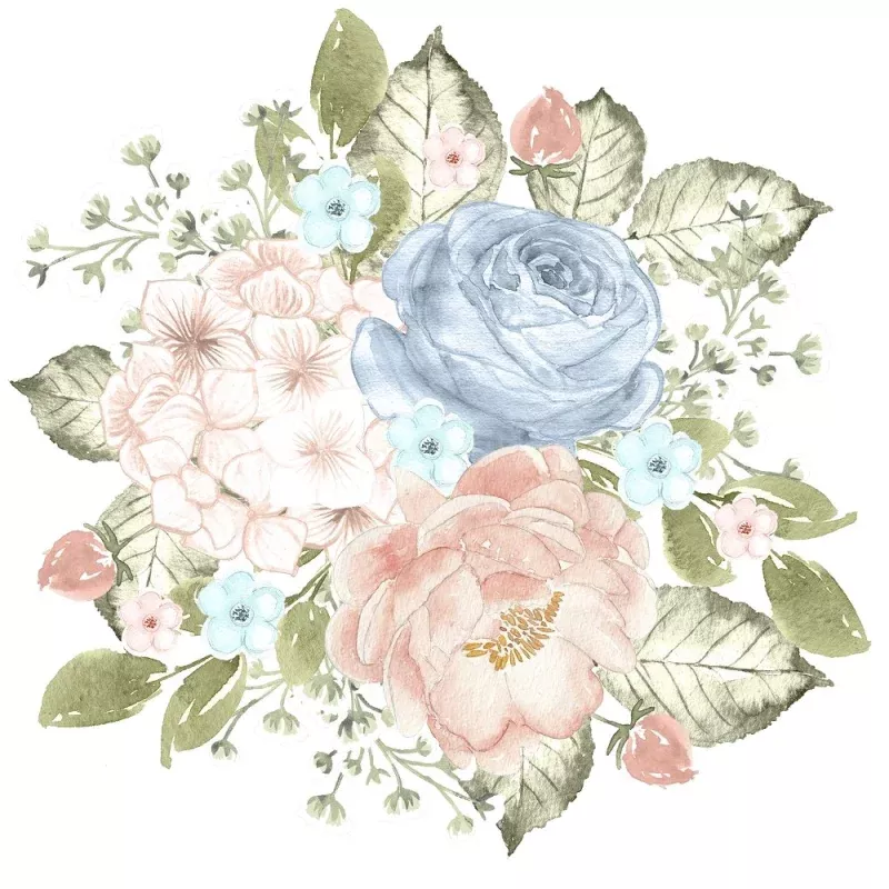 Tea Time Bouquet #2 Fabric Panel