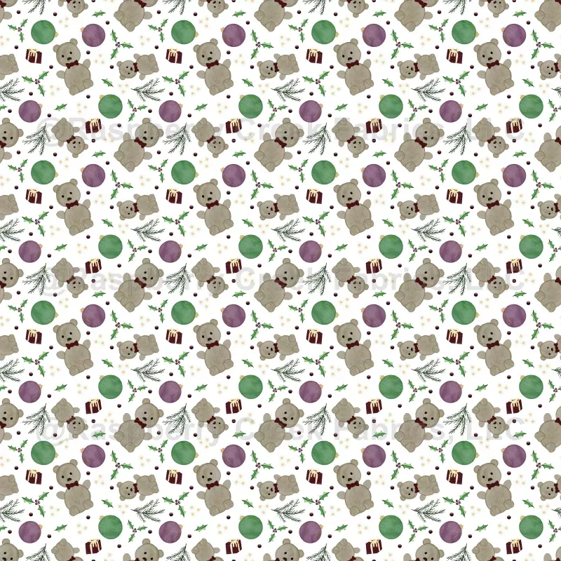 Teddy Bear Christmas on White