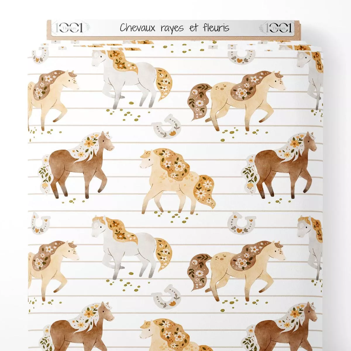 Tissu – Chevaux rays et fleuris