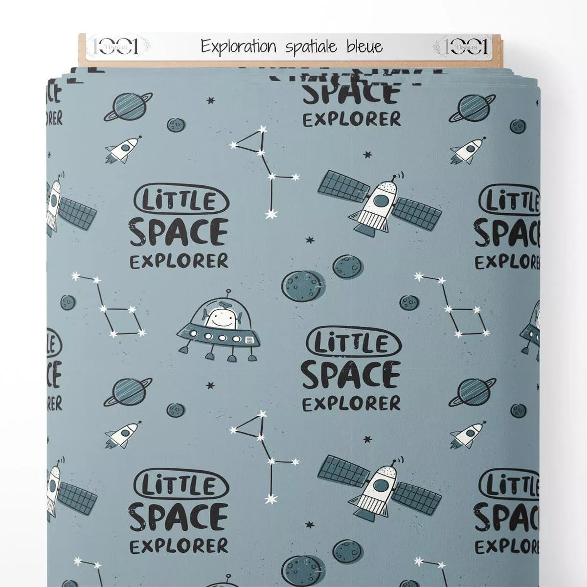 Tissu – Exploration spatiale bleue