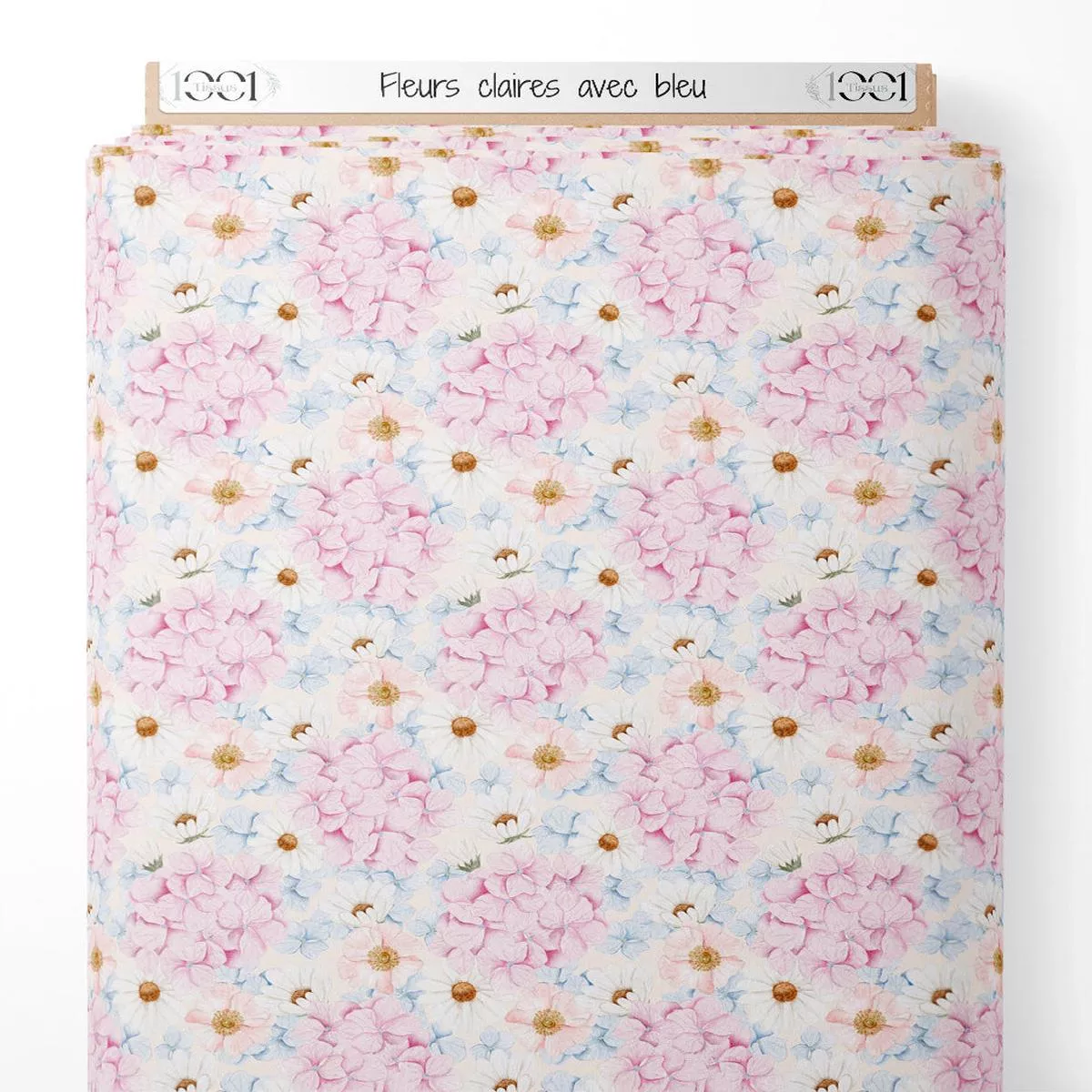 Tissu – Fleurs claires avec bleu