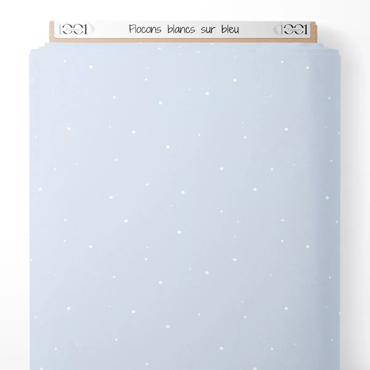 Tissu – Flocons blancs sur bleu