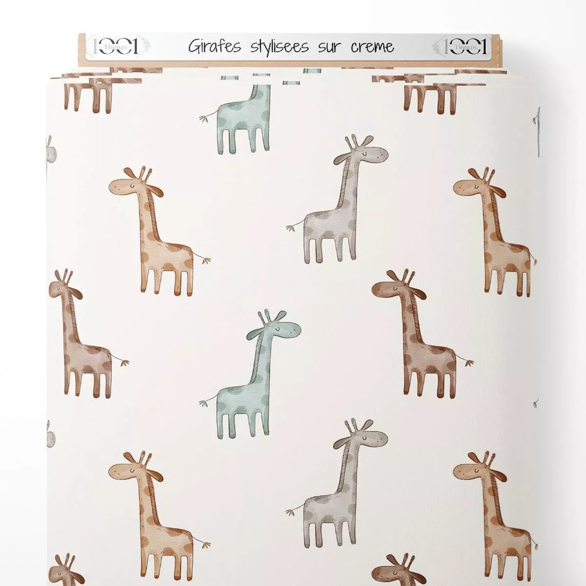 Tissu – Girafes stylises sur crme