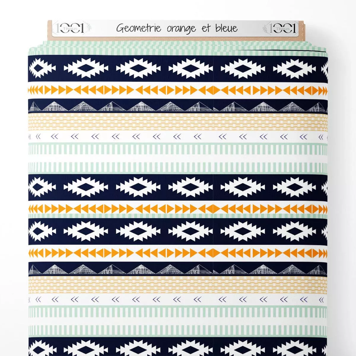 Tissu – Gomtrie orange et bleue