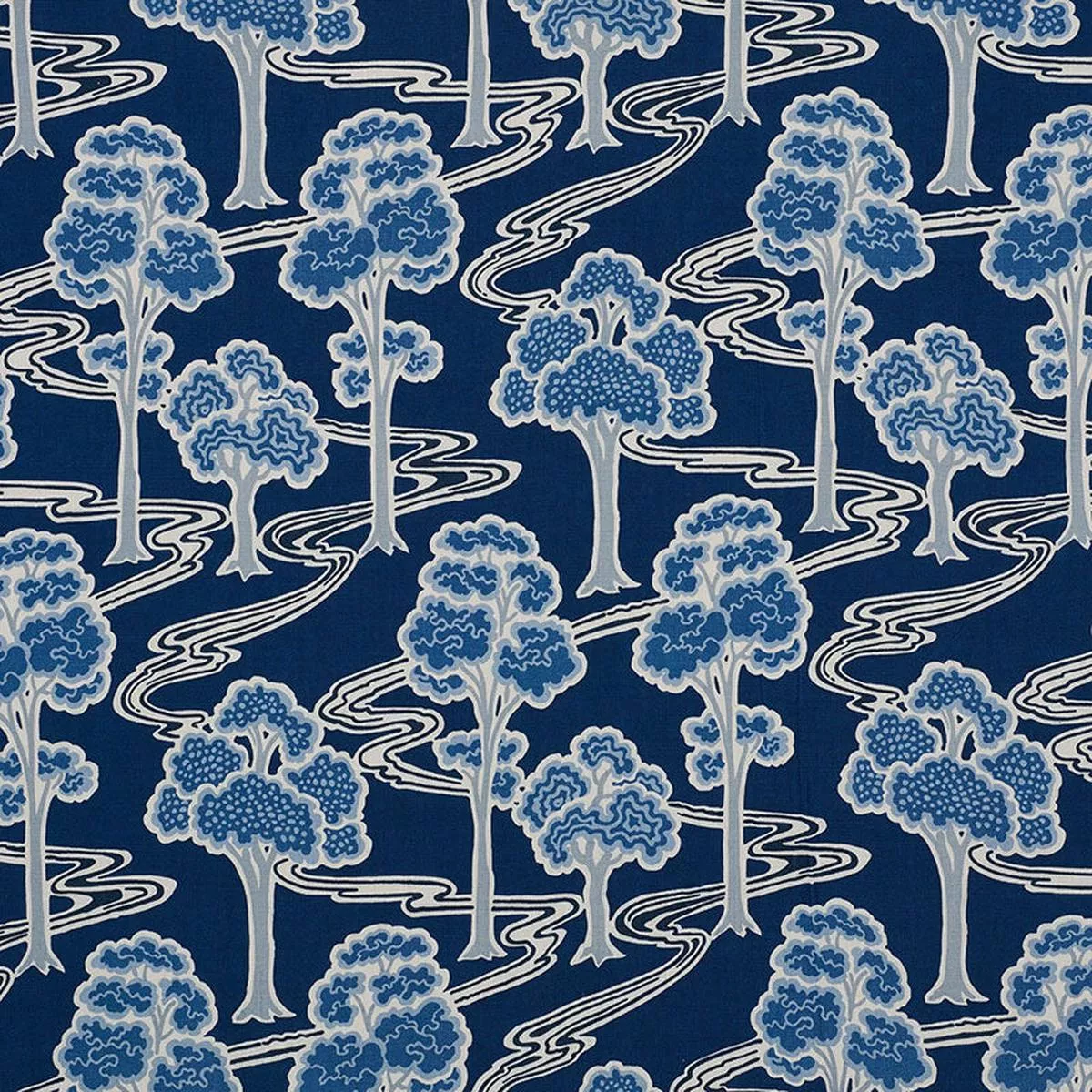 Tree River Blue Fabric