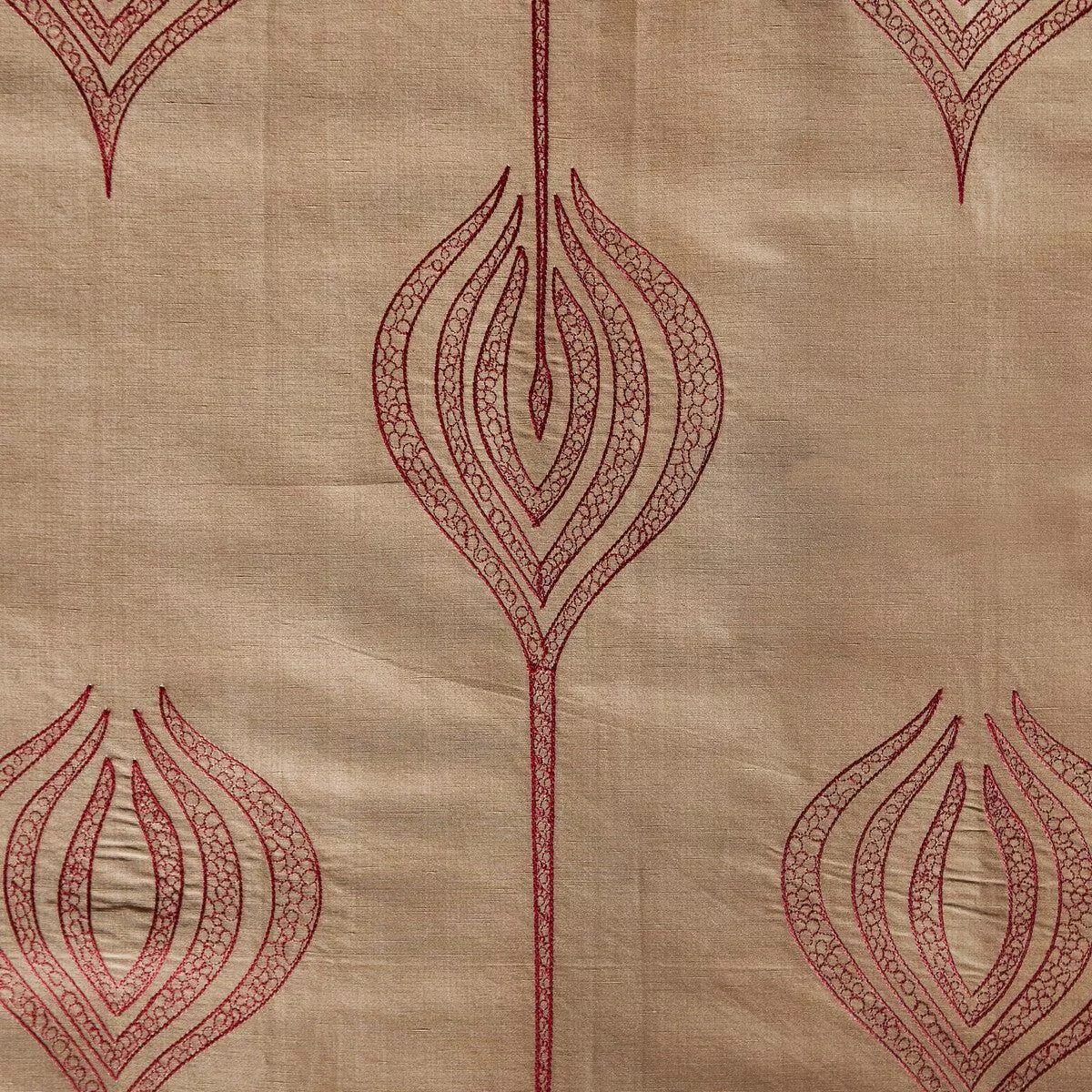 Tulip Embroidery Rust Fabric