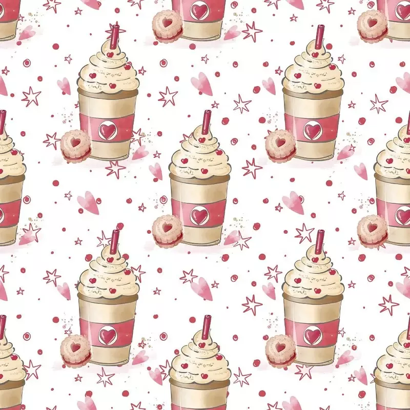 Valentines Coffee Main Fabric – White