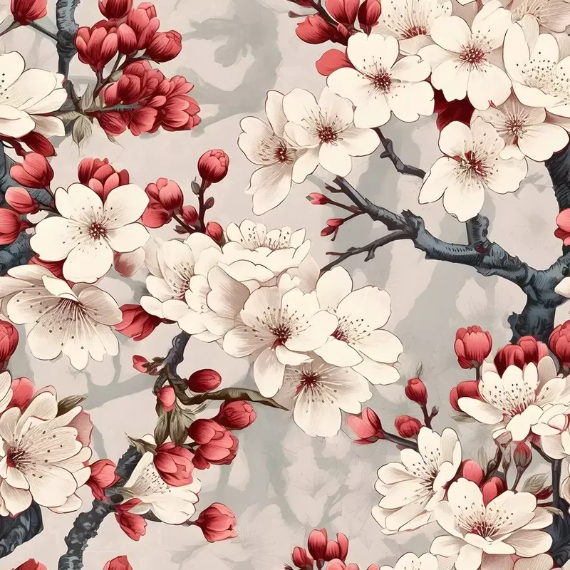 Vintage Cherry Blossom Pattern #2 Fabric