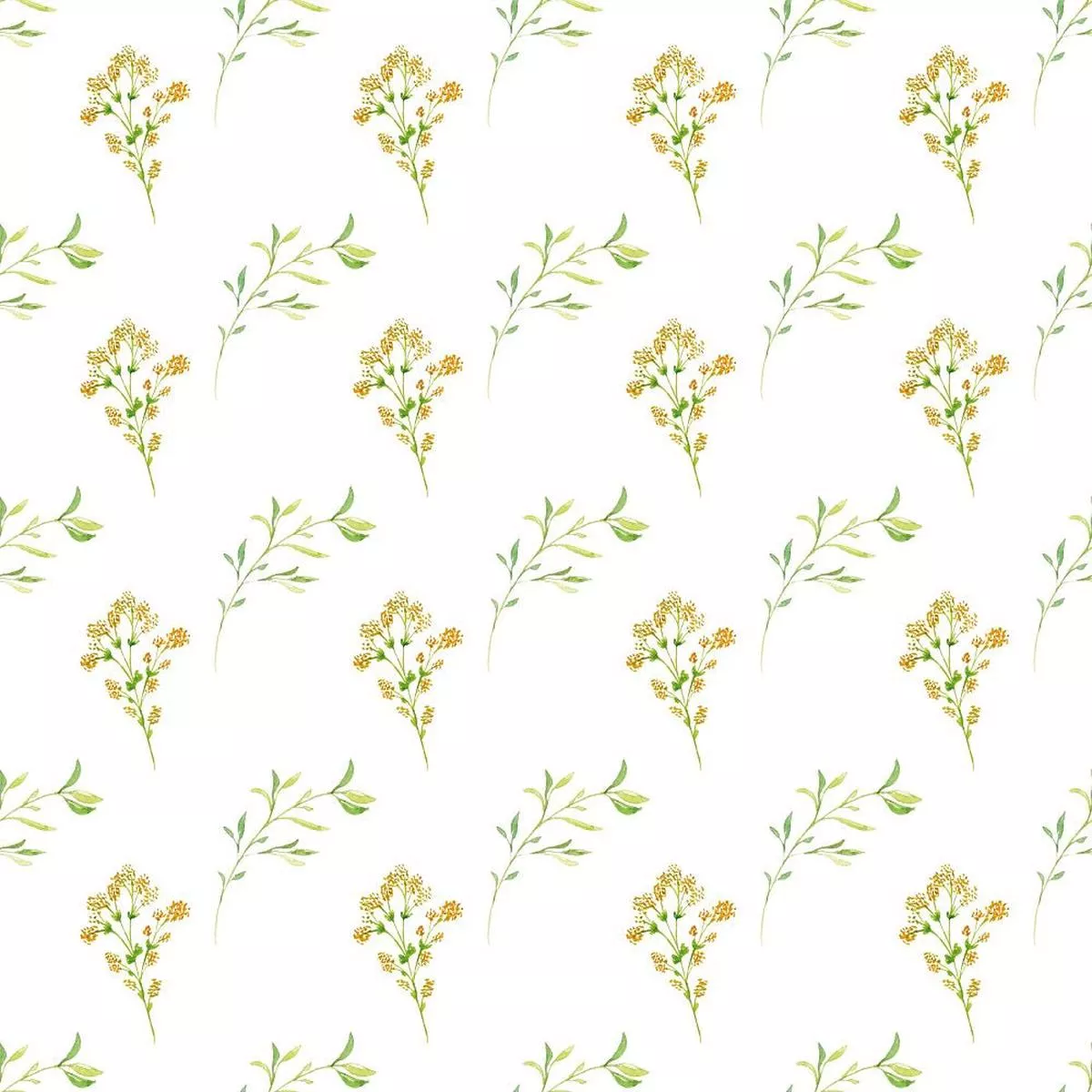 Watercolor Foliage Variation #3 Fabric – White
