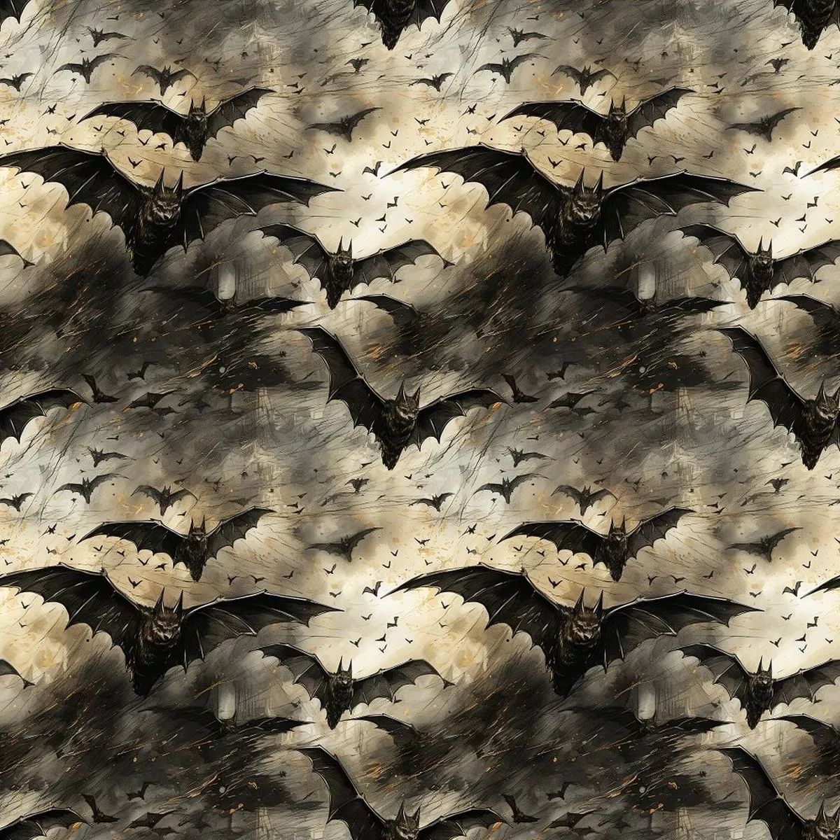 Watercolor Gothic Bats Fabric