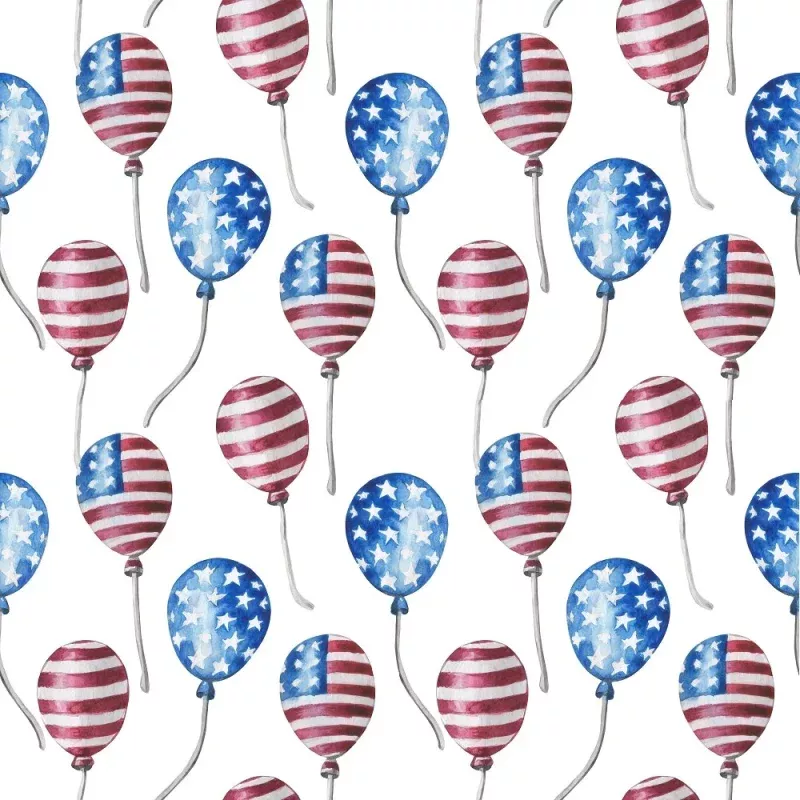 Watercolor Patriotic Balloons Fabric – Variation 3
