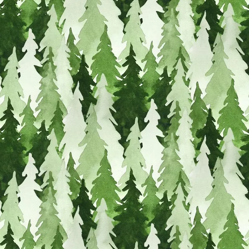 Watercolor Pine Trees Fabric – Green