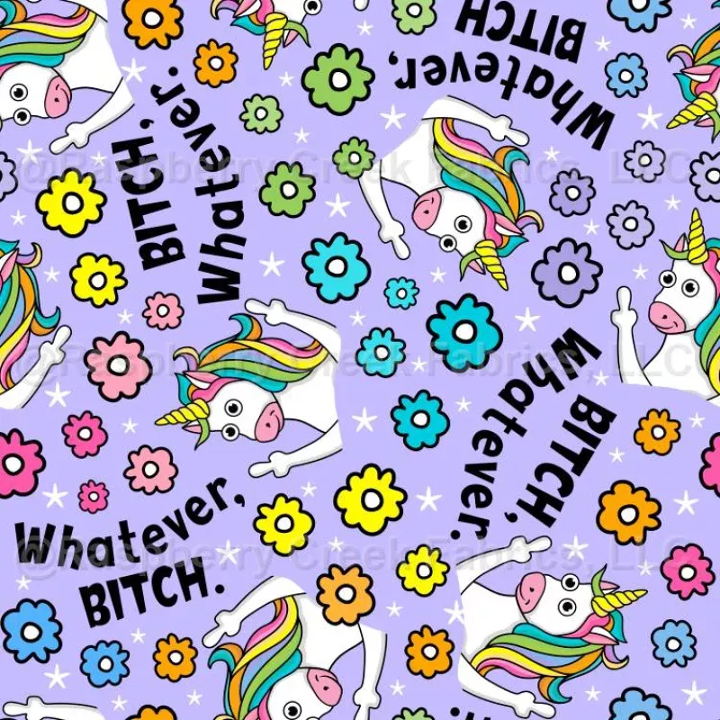 Whatever Bitch Sarcastic Unicorns on Purple