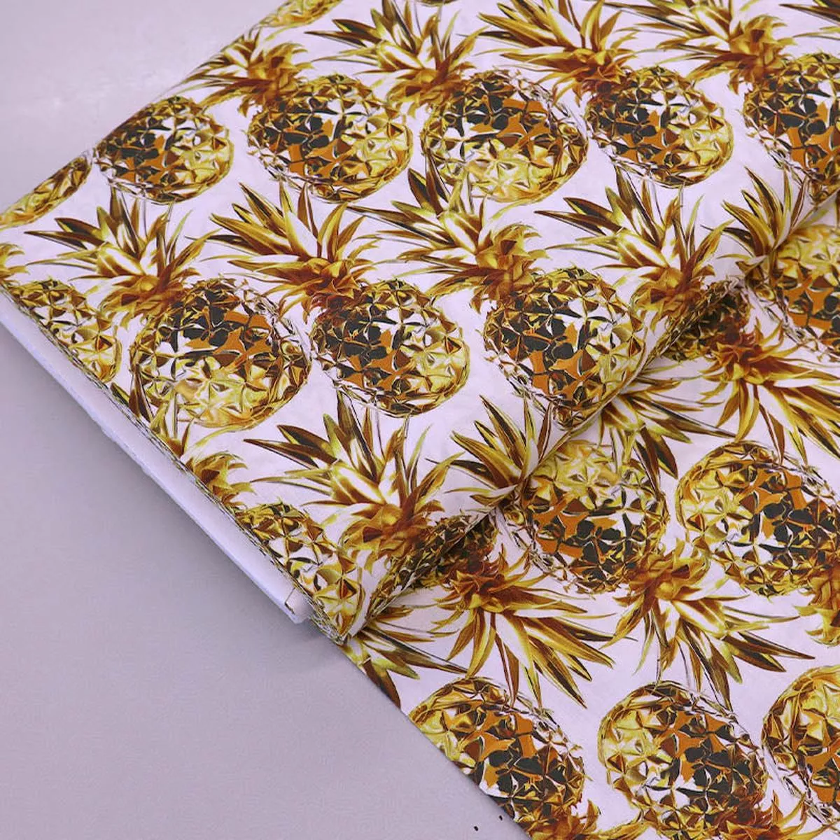 Wide Width Cotton – White – Golden Pineapple