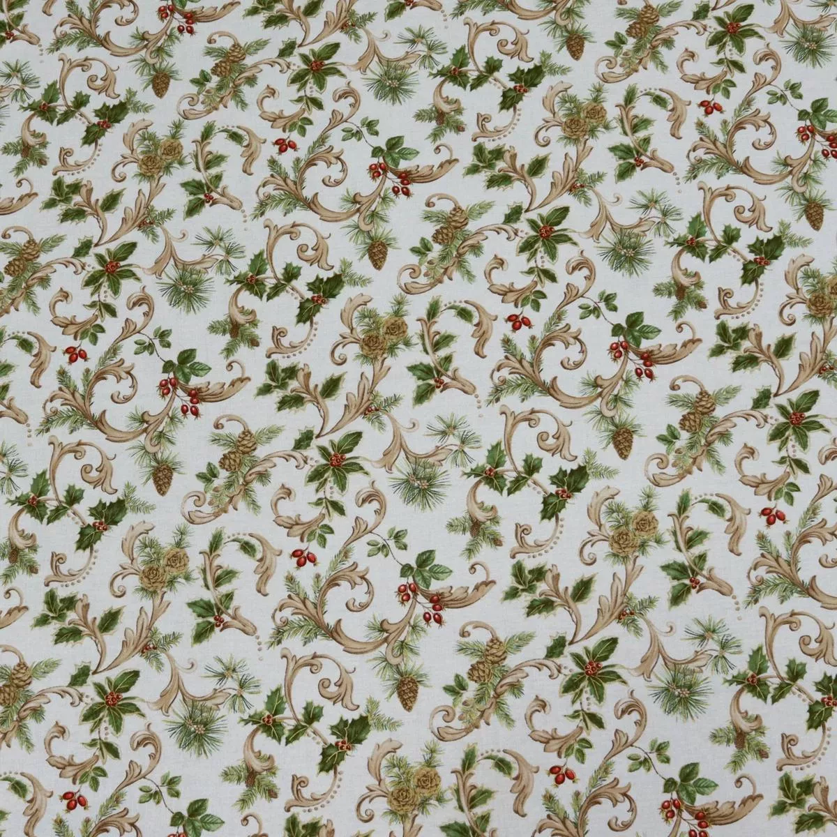 Winter In The Pines Fabric Collection – Magic Scroll Pine Cream
