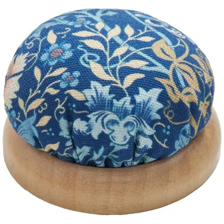 Wood Base Floral Pincushion - Blue