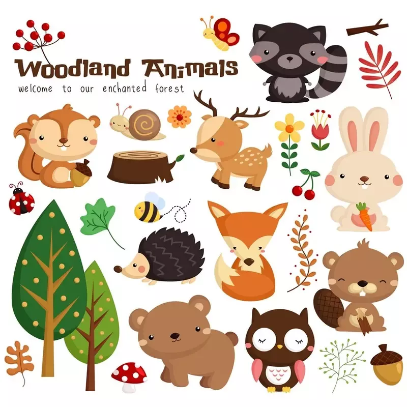 Woodland Animals Fabric Panel – Multi