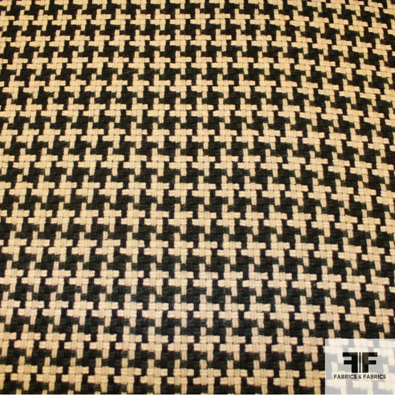 Wool Houndstooth – Green/Black/Beige