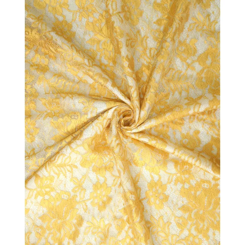 YELLOW POLYESTER LACE FABRIC